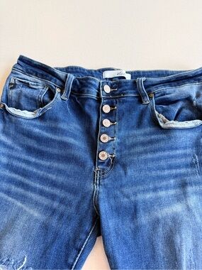 KanCan Medium Blue Straight Leg Jeans with Button Fly